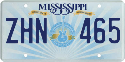 MS license plate ZHN465