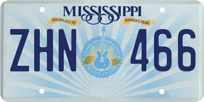 MS license plate ZHN466