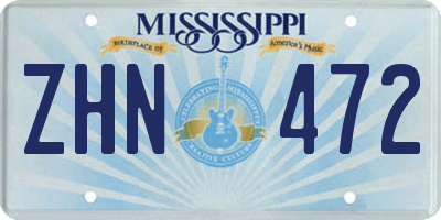 MS license plate ZHN472