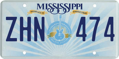 MS license plate ZHN474