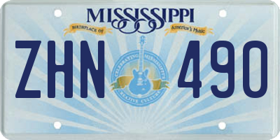 MS license plate ZHN490