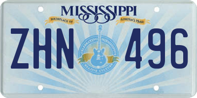 MS license plate ZHN496