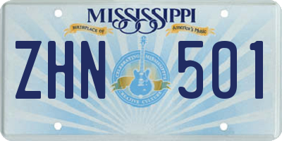 MS license plate ZHN501
