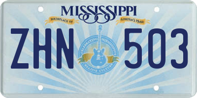 MS license plate ZHN503