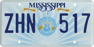MS license plate ZHN517