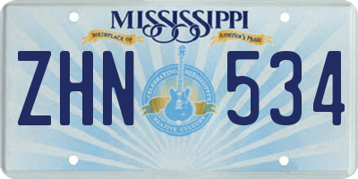 MS license plate ZHN534