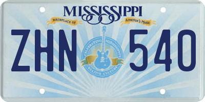 MS license plate ZHN540
