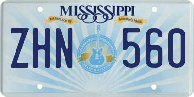 MS license plate ZHN560