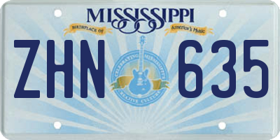 MS license plate ZHN635