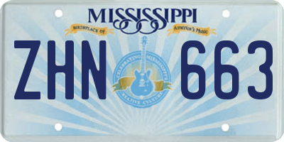 MS license plate ZHN663