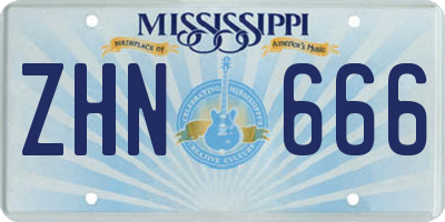 MS license plate ZHN666