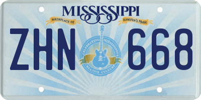 MS license plate ZHN668