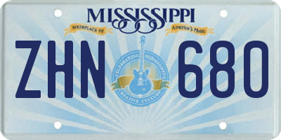 MS license plate ZHN680