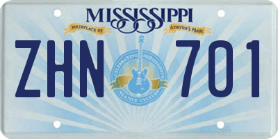 MS license plate ZHN701