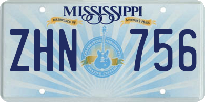 MS license plate ZHN756