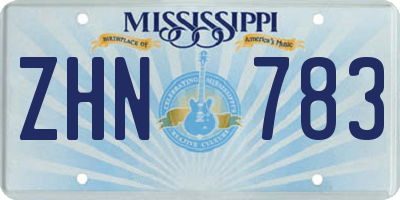 MS license plate ZHN783
