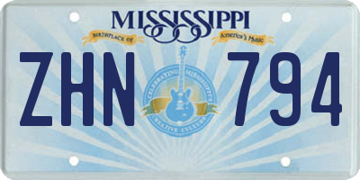 MS license plate ZHN794