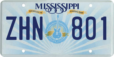MS license plate ZHN801
