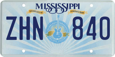 MS license plate ZHN840