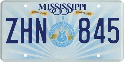 MS license plate ZHN845