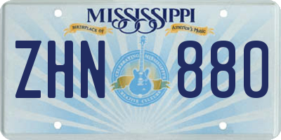 MS license plate ZHN880
