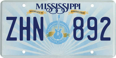 MS license plate ZHN892