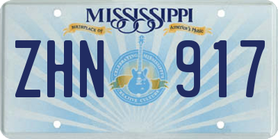 MS license plate ZHN917
