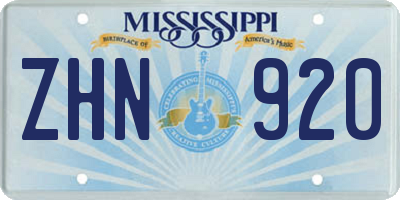 MS license plate ZHN920
