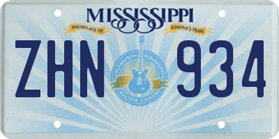 MS license plate ZHN934