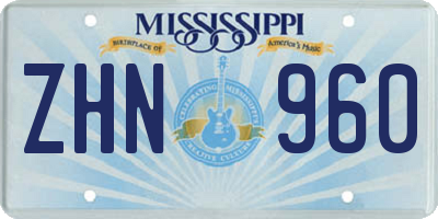 MS license plate ZHN960