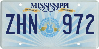 MS license plate ZHN972