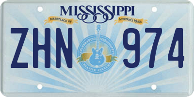 MS license plate ZHN974