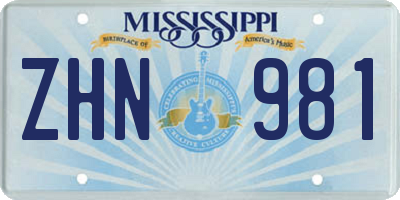 MS license plate ZHN981