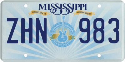 MS license plate ZHN983