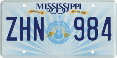 MS license plate ZHN984