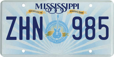 MS license plate ZHN985