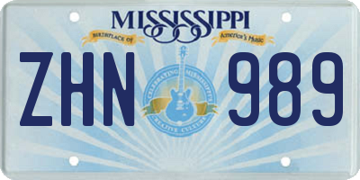 MS license plate ZHN989