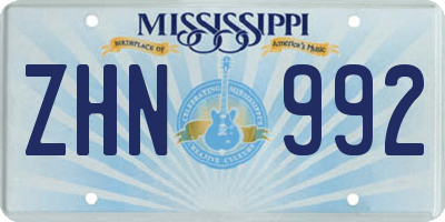 MS license plate ZHN992