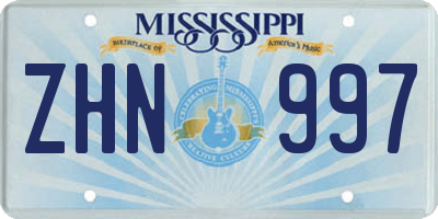 MS license plate ZHN997