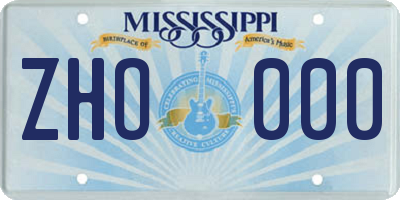 MS license plate ZHO000
