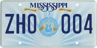 MS license plate ZHO004