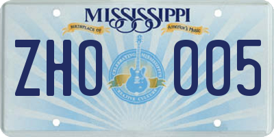 MS license plate ZHO005