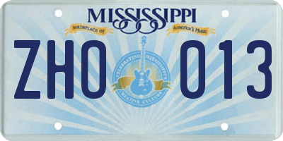 MS license plate ZHO013