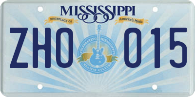 MS license plate ZHO015