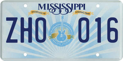 MS license plate ZHO016