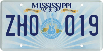 MS license plate ZHO019