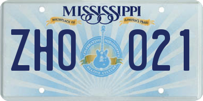 MS license plate ZHO021