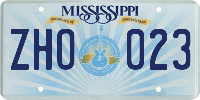 MS license plate ZHO023