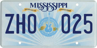 MS license plate ZHO025