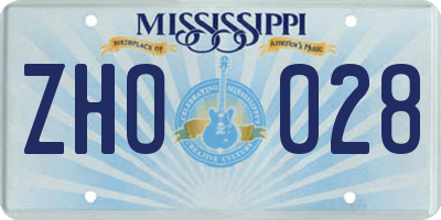 MS license plate ZHO028